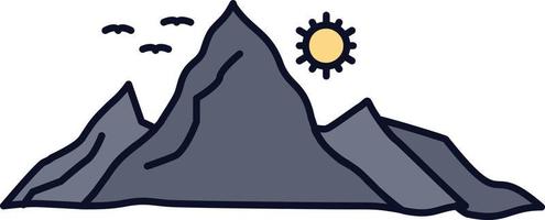 mountain landscape hill nature sun Flat Color Icon Vector