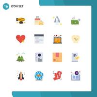grupo de símbolos de iconos universales de 16 colores planos modernos de bolso de negocios cortado bata de spa paquete editable de elementos de diseño de vectores creativos