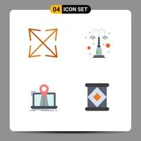 paquete de 4 signos y símbolos de iconos planos modernos para medios de impresión web, como elementos de mapa de flechas, elementos de diseño de vectores editables gps del parque