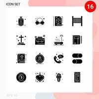 Modern Set of 16 Solid Glyphs Pictograph of bag grave pencil ghost dead Editable Vector Design Elements