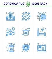 Covid19 Protection CoronaVirus Pendamic 9 Blue icon set such as emergency travel microorganism prohibit safe viral coronavirus 2019nov disease Vector Design Elements