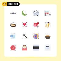 16 User Interface Flat Color Pack of modern Signs and Symbols of tag development night develop app Editable Pack of Creative Vector Design Elements