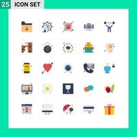 Group of 25 Modern Flat Colors Set for gym technology crop wind vertical Editable Vector Design Elements