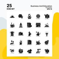 25 conjunto de iconos de negocios y educación 100 archivos editables eps 10 ideas de concepto de logotipo de empresa diseño de icono de glifo sólido vector