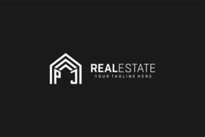 logotipo de la forma del techo de la casa de la letra pj, estilo de logotipo del monograma inmobiliario creativo vector