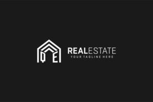 Letter QE house roof shape logo, creative real estate monogram logo style vector