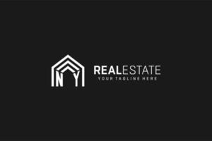 Letter NY house roof shape logo, creative real estate monogram logo style vector