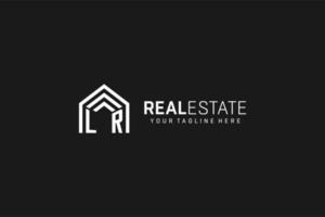 Letter LR house roof shape logo, creative real estate monogram logo style vector