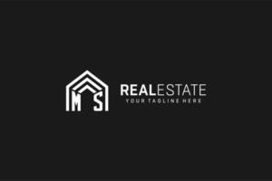 Letter MS house roof shape logo, creative real estate monogram logo style vector