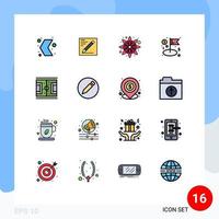 Modern Set of 16 Flat Color Filled Lines Pictograph of ground management education business dollar Editable Creative Vector Design Elements