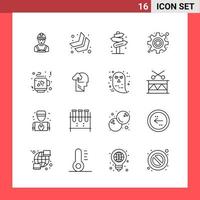 16 Icon Pack Line Style Outline Symbols on White Background Simple Signs for general designing vector