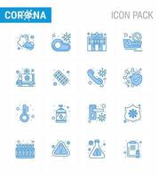 Corona virus disease 16 Blue icon pack suck as ambulance ship restaurant cruise hospital viral coronavirus 2019nov disease Vector Design Elements