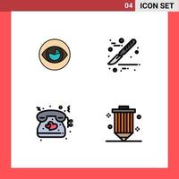 4 User Interface Filledline Flat Color Pack of modern Signs and Symbols of vision love reality scalpel wedding Editable Vector Design Elements