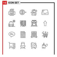 16 General Icons for website design print and mobile apps 16 Outline Symbols Signs Isolated on White Background 16 Icon Pack Creative Black Icon vector background