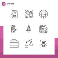 Outline Pack of 9 Universal Symbols of launch learning transparent definition better Editable Vector Design Elements