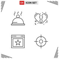 4 Icons Line Style Grid Based Creative Outline Symbols for Website Design Simple Line Icon Signs Isolated on White Background 4 Icon Set Creative Black Icon vector background