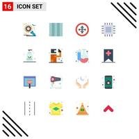 Modern Set of 16 Flat Colors Pictograph of massage hardware military gadget computers Editable Pack of Creative Vector Design Elements