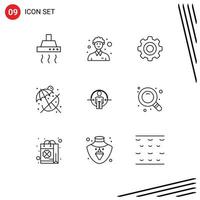 Outline Pack of 9 Universal Symbols of login man basic summer beach Editable Vector Design Elements