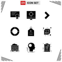 9 Icons Solid Style Grid Based Creative Glyph Symbols for Website Design Simple Solid Icon Signs Isolated on White Background 9 Icon Set vector