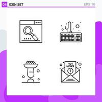 Set of 4 icons in Line style Creative Outline Symbols for Website Design and Mobile Apps Simple Line Icon Sign Isolated on White Background 4 Icons vector