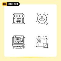 4 User Interface Line Pack of modern Signs and Symbols of ecommerce economy store down crop Editable Vector Design Elements