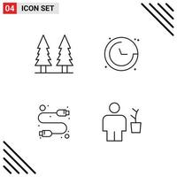 4 iconos creativos, signos y símbolos modernos de entretenimiento, computadora, árbol, ubicación, usb, editable, vector, diseño, elementos vector