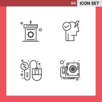 Pack of 4 Modern Filledline Flat Colors Signs and Symbols for Web Print Media such as podium mouse mosque mind cyber monday Editable Vector Design Elements