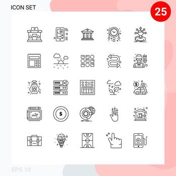 25 User Interface Line Pack of modern Signs and Symbols of decorate house time wifi clock building Editable Vector Design Elements