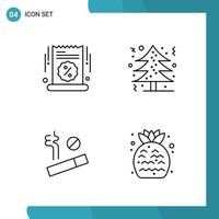 Vector Pack of 4 Outline Symbols Line Style Icon Set on White Background for Web and Mobile