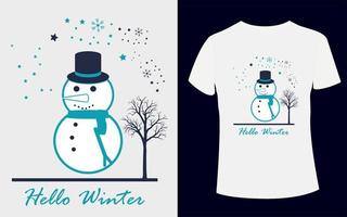 Hello Winter T Shirt Design with winter vector