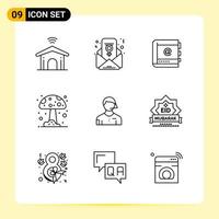 9 Creative Icons for Modern website design and responsive mobile apps 9 Outline Symbols Signs on White Background 9 Icon Pack Creative Black Icon vector background