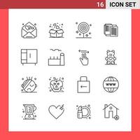 16 Icon Pack Line Style Outline Symbols on White Background Simple Signs for general designing Creative Black Icon vector background