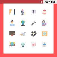 Pictogram Set of 16 Simple Flat Colors of graduate student computer spring easter Editable Pack of Creative Vector Design Elements