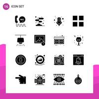 conjunto de iconos de glifo paquete de 16 iconos sólidos aislados en fondo blanco para el diseño de sitios web receptivos, impresión y aplicaciones móviles, fondo de vector de icono negro creativo