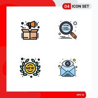 4 Universal Filledline Flat Colors Set for Web and Mobile Applications management new box search sign Editable Vector Design Elements