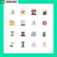 Set of 16 Modern UI Icons Symbols Signs for book folder store files father Editable Pack of Creative Vector Design Elements