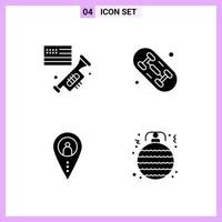 4 Icons in Solid Style Glyph Symbols on White Background Creative Vector Signs for Web mobile and Print