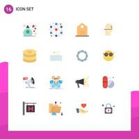 16 Universal Flat Colors Set for Web and Mobile Applications meal drink tag dish mind Editable Pack of Creative Vector Design Elements