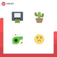 Modern Set of 4 Flat Icons Pictograph of atm whistle cactos spring emotion Editable Vector Design Elements