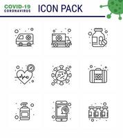 Coronavirus Awareness icon 9 Line icons icon included medical case epidemic heart disease corona viral coronavirus 2019nov disease Vector Design Elements