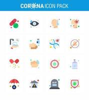 Covid19 Protection CoronaVirus Pendamic 16 Flat Color icon set such as twenty seconds people virus man cough viral coronavirus 2019nov disease Vector Design Elements