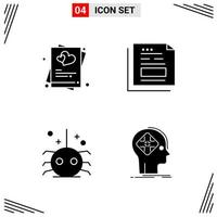 4 Icons Solid Style Grid Based Creative Glyph Symbols for Website Design Simple Solid Icon Signs Isolated on White Background 4 Icon Set Creative Black Icon vector background