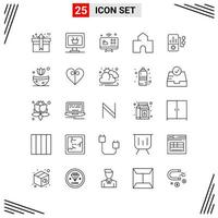 25 Icons Line Style Grid Based Creative Outline Symbols for Website Design Simple Line Icon Signs Isolated on White Background 25 Icon Set Creative Black Icon vector background