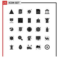 Modern Set of 25 Solid Glyphs Pictograph of columns image fix file insurance Editable Vector Design Elements