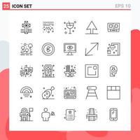 Collection of 25 Vector Icons in Line style Modern Outline Symbols for Web and Mobile Line Icon Sign Isolated on White Background 25 Icons Creative Black Icon vector background