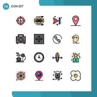 Universal Icon Symbols Group of 16 Modern Flat Color Filled Lines of angular first forward disease aid Editable Creative Vector Design Elements