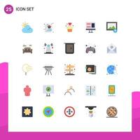 Set of 25 Modern UI Icons Symbols Signs for upload image cup cake window screen Editable Vector Design Elements