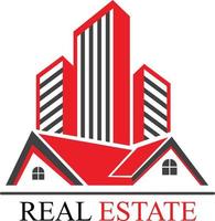 real estate logo with house and building designreal estate logo with house and building design vector