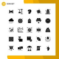 25 Icon Set Solid Style Icon Pack Glyph Symbols isolated on White Backgound for Responsive Website Designing Creative Black Icon vector background