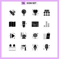 16 iconos en símbolos de glifo de estilo sólido sobre fondo blanco signos vectoriales creativos para web móvil e impresión